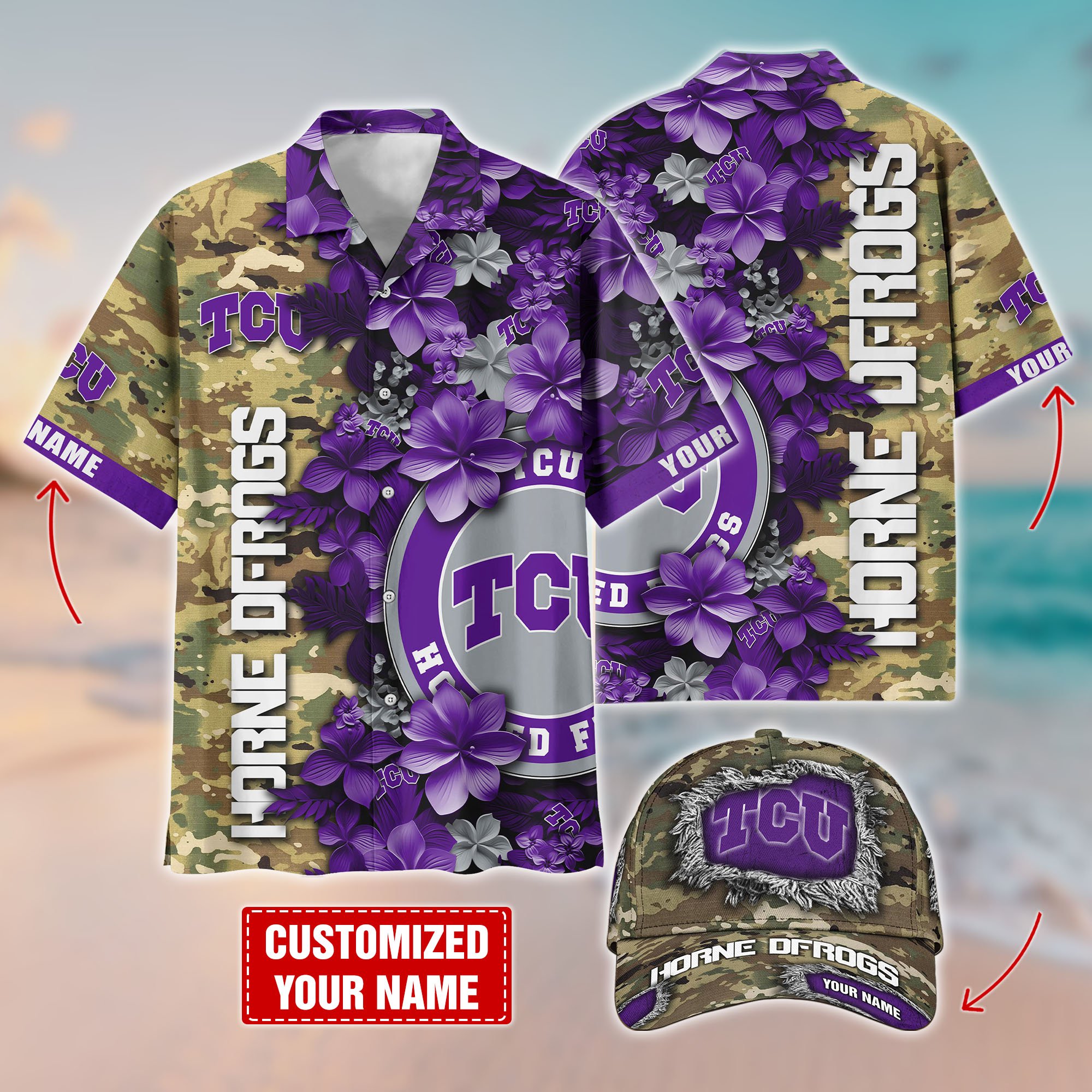 TCU Horned Frogs Customized Cap And Hawaiian Shirt Hot Trending. Gift For Fan T58536